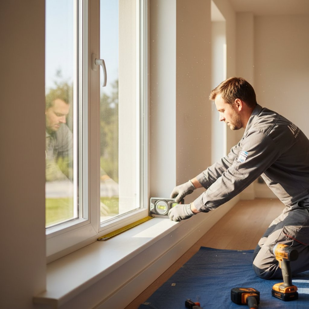Professional window installation service in London showing modern uPVC window fitting